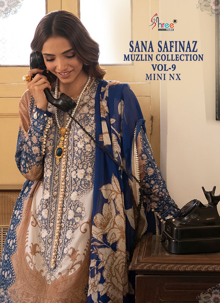 Shree Fabs Sana Safinaz Vol 9 Pure Cotton With heavy Embroidery Work Stylish Designer Pakistani Salwar Kameez