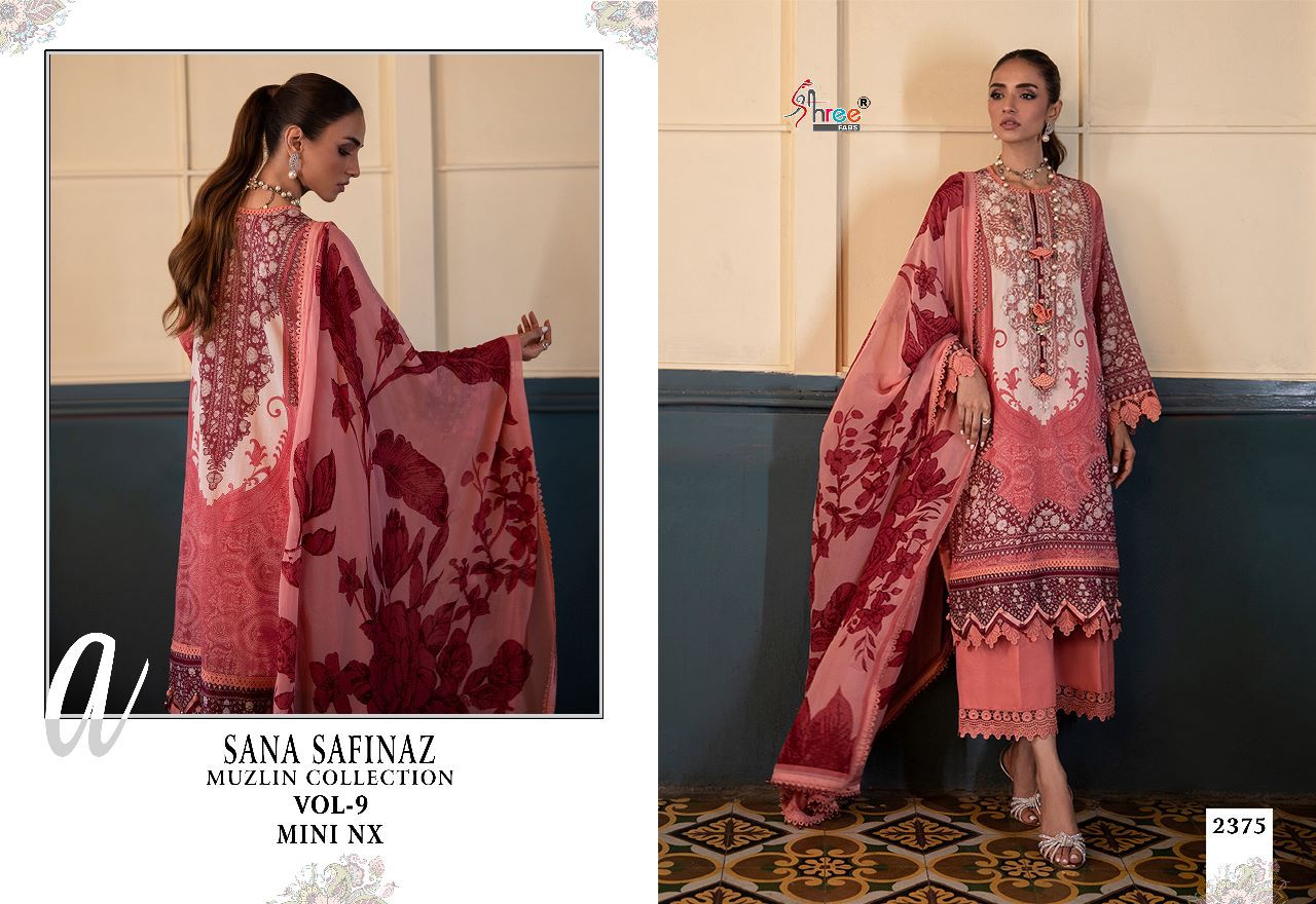 Shree Fabs Sana Safinaz Vol 9 Pure Cotton With heavy Embroidery Work Stylish Designer Pakistani Salwar Kameez