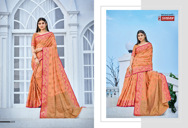 Sangam Print Pranavi Cotton Handloom Beautiful Party Wear Sarees