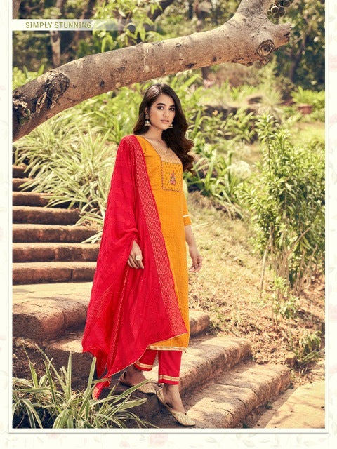 Vitara Fashion Sangeet Cotton Lining Fancy Party Wear Kurtis With Bottom & Dupatta