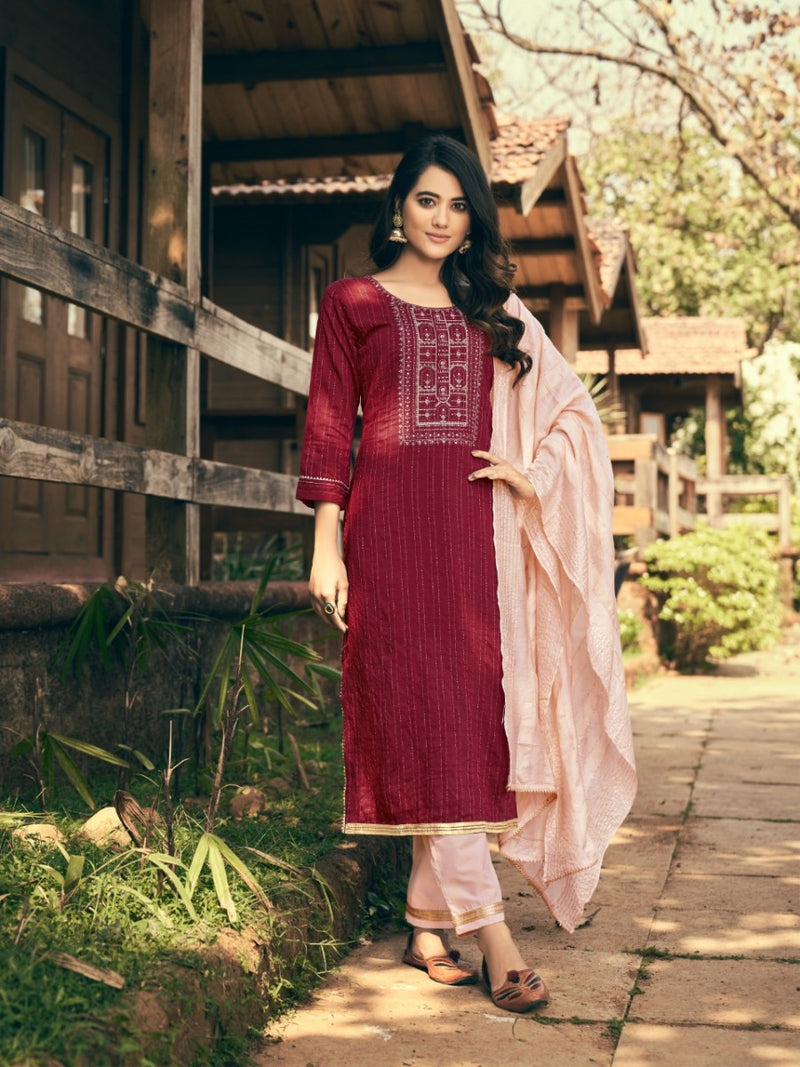 Vitara Fashion Sangeet Cotton Lining Fancy Party Wear Kurtis With Bottom & Dupatta