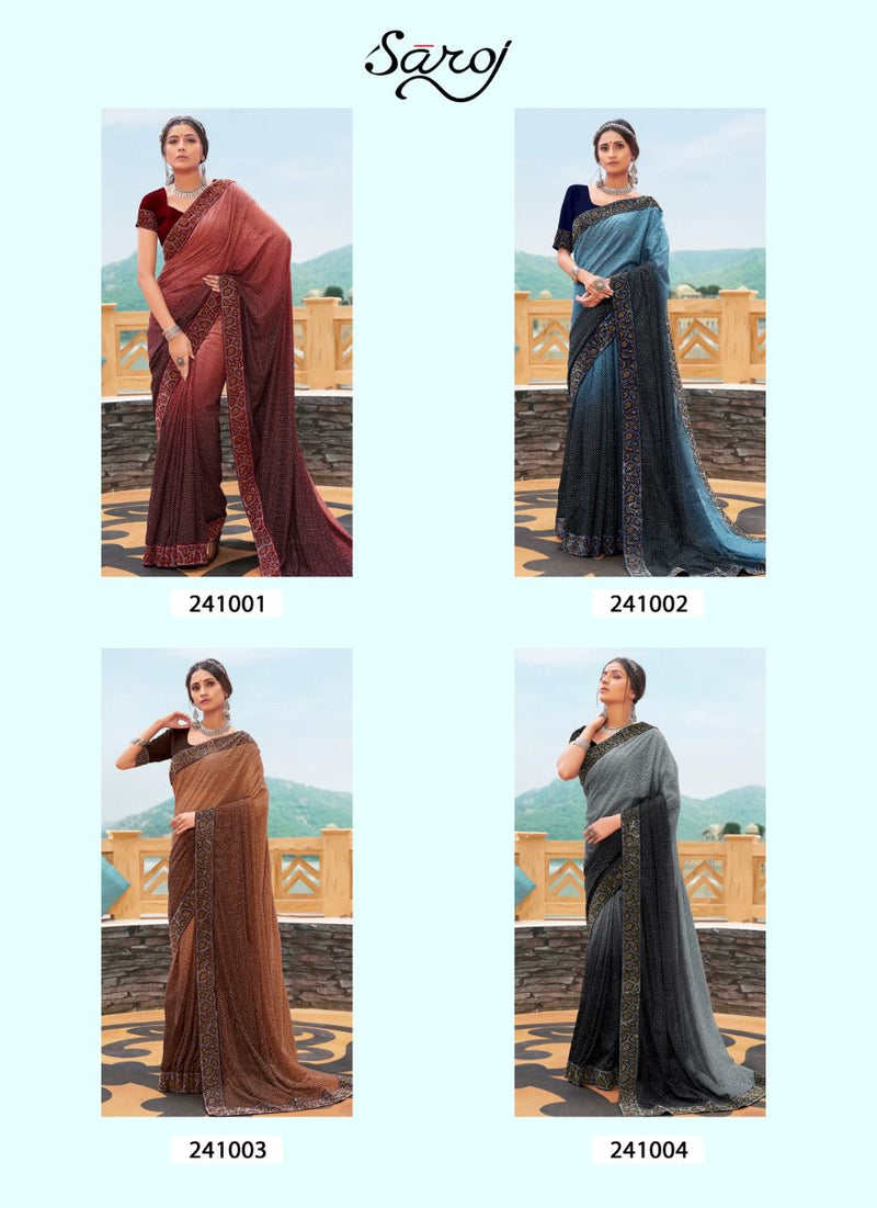 Saroj Sayraa Rasal Net With Crystal Work Stylish Party Wear Sarees