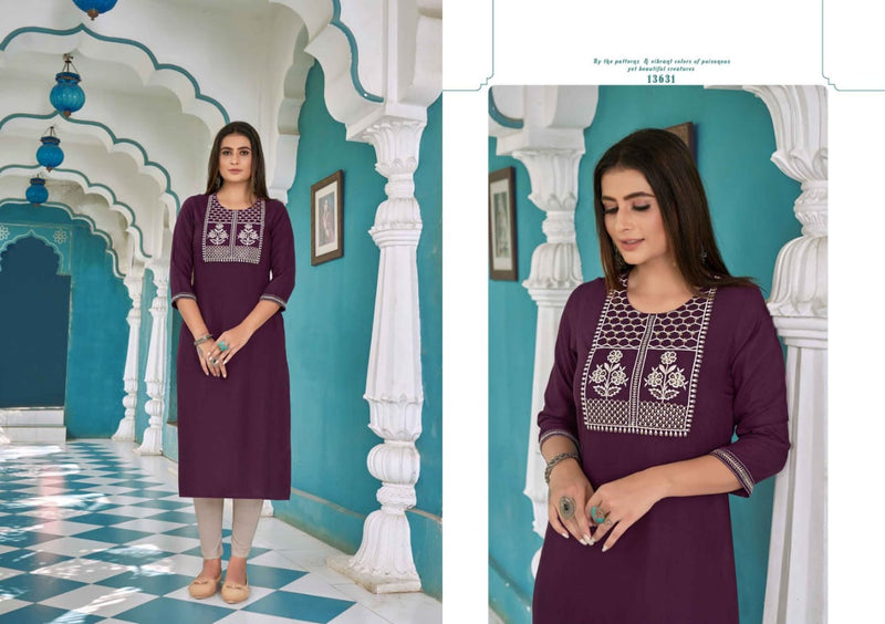 Kalaroop Kajree Fashion Seagull Vol 4 Rayon Sequence Cotton Embroidery Work Fancy Designer Kurti