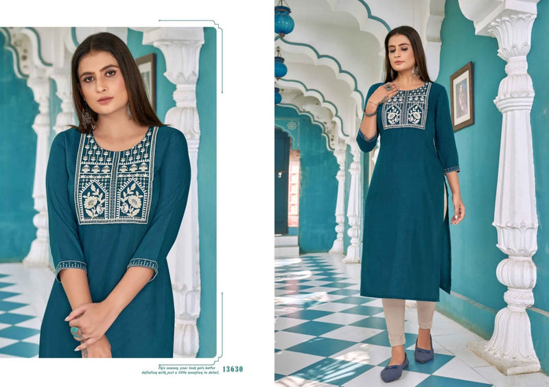 Kalaroop Kajree Fashion Seagull Vol 4 Rayon Sequence Cotton Embroidery Work Fancy Designer Kurti