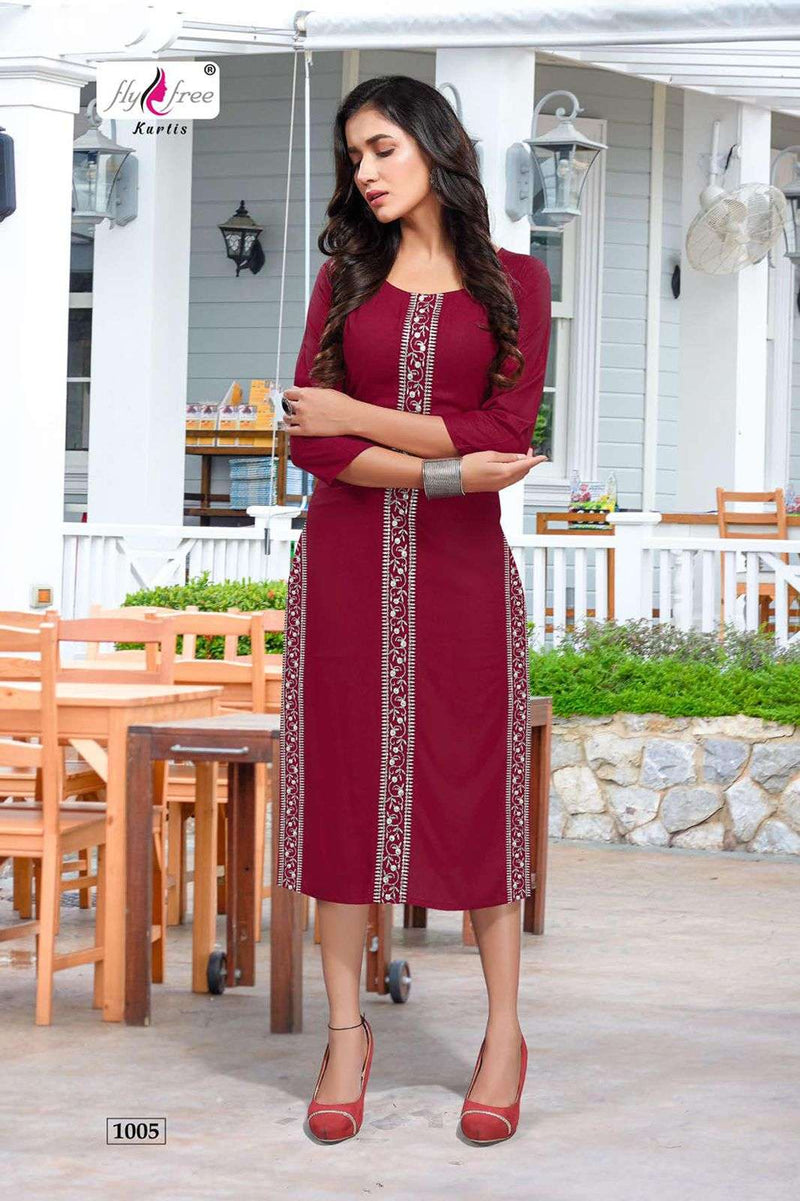 Fly Free Sehnaz Rayon Fancy Stylish Exclusive Party Wear Kurtis