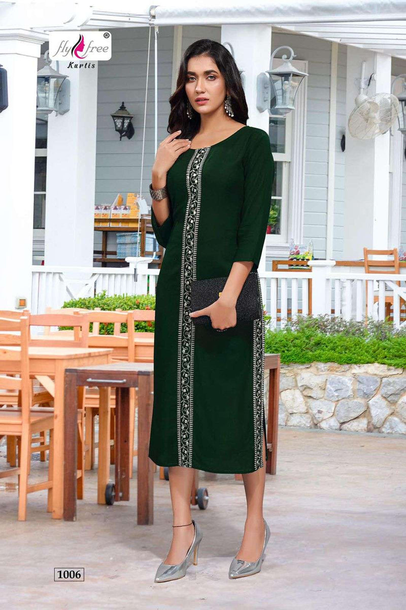 Fly Free Sehnaz Rayon Fancy Stylish Exclusive Party Wear Kurtis