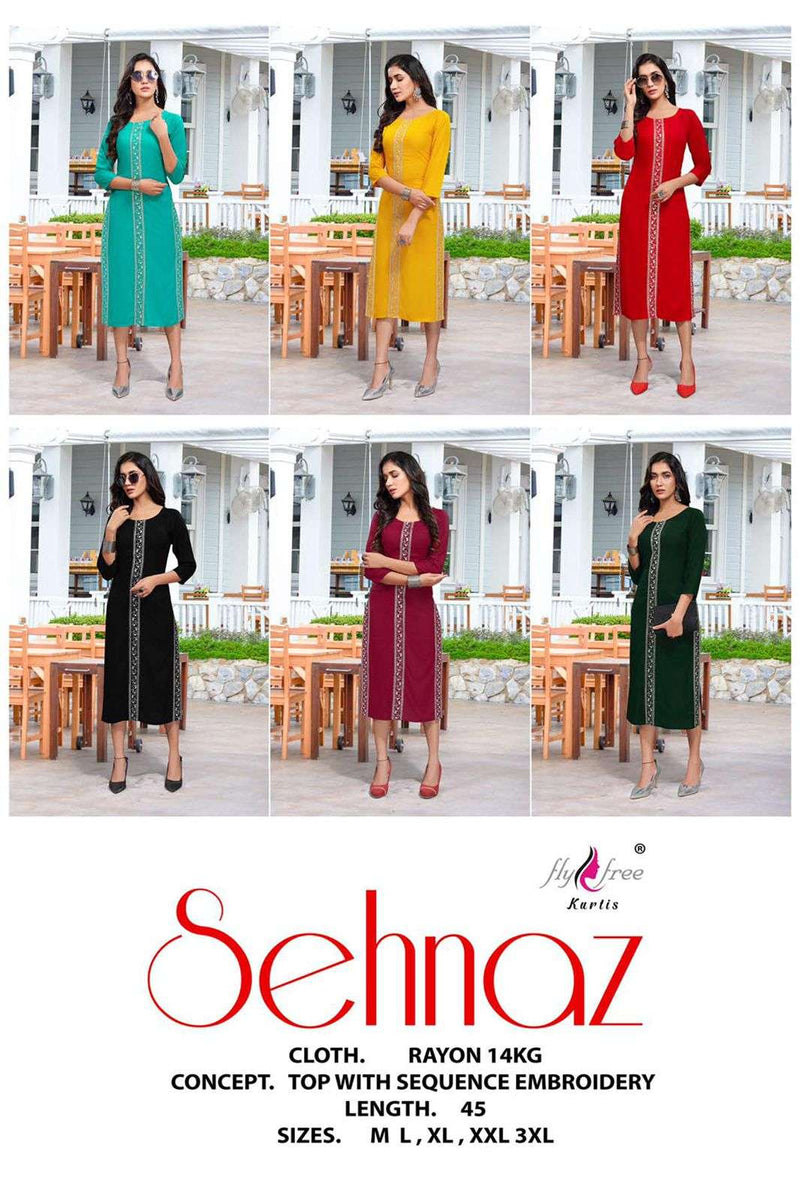 Fly Free Sehnaz Rayon Fancy Stylish Exclusive Party Wear Kurtis