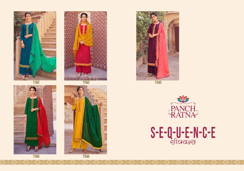 Panch Ratna Sequence Parampara Silk Coding & Sequence Work Salwar Suits