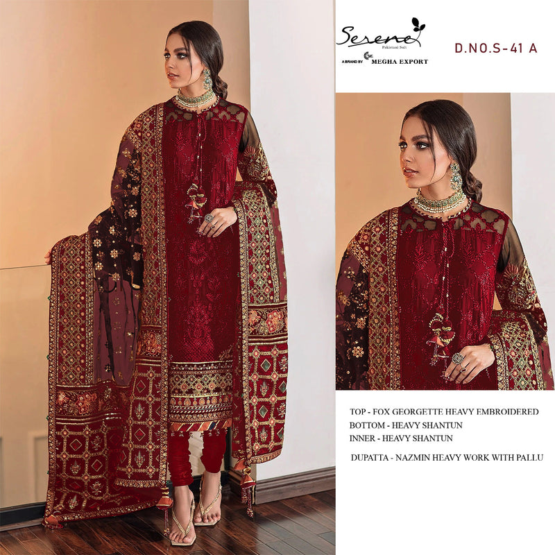 Serene S 41 Fox Georgette Designer Pakistani Style Wedding Wear  Salwar Suits