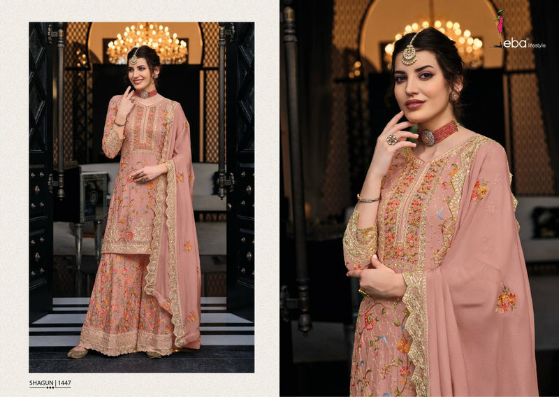 Eba Lifestyle Dno 1446 to 1448 Georgette With Heavy Embroidery Work Stylish Designer Part Wear Wedding wear Salwar Kameez