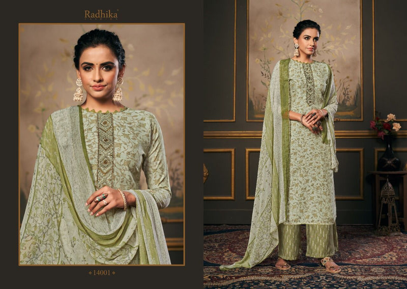 Radhika Fashion Azara Shiddat Viscose Muslin Embroidered Party Wear Salwar Suits With Digital Print