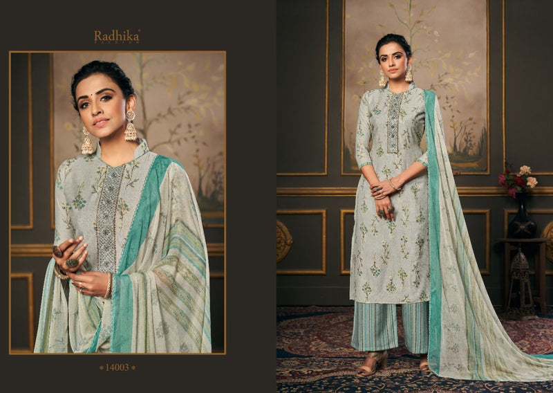 Radhika Fashion Azara Shiddat Viscose Muslin Embroidered Party Wear Salwar Suits With Digital Print