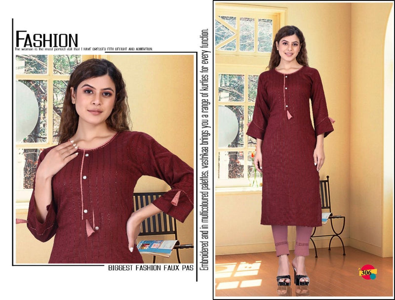 Riyaa Shiddat Vol 1 Rayon Embroidered Casual Wear Fancy Straight Kurtis