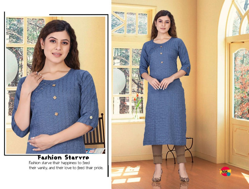 Riyaa Shiddat Vol 1 Rayon Embroidered Casual Wear Fancy Straight Kurtis