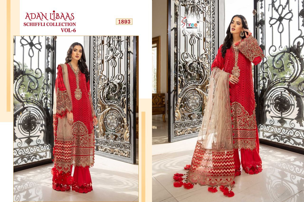 Shree Fabs Adan Libaas Schiffli Collection Vol 6 Pure Lawn Cotton Pakistani Salwar Kameez