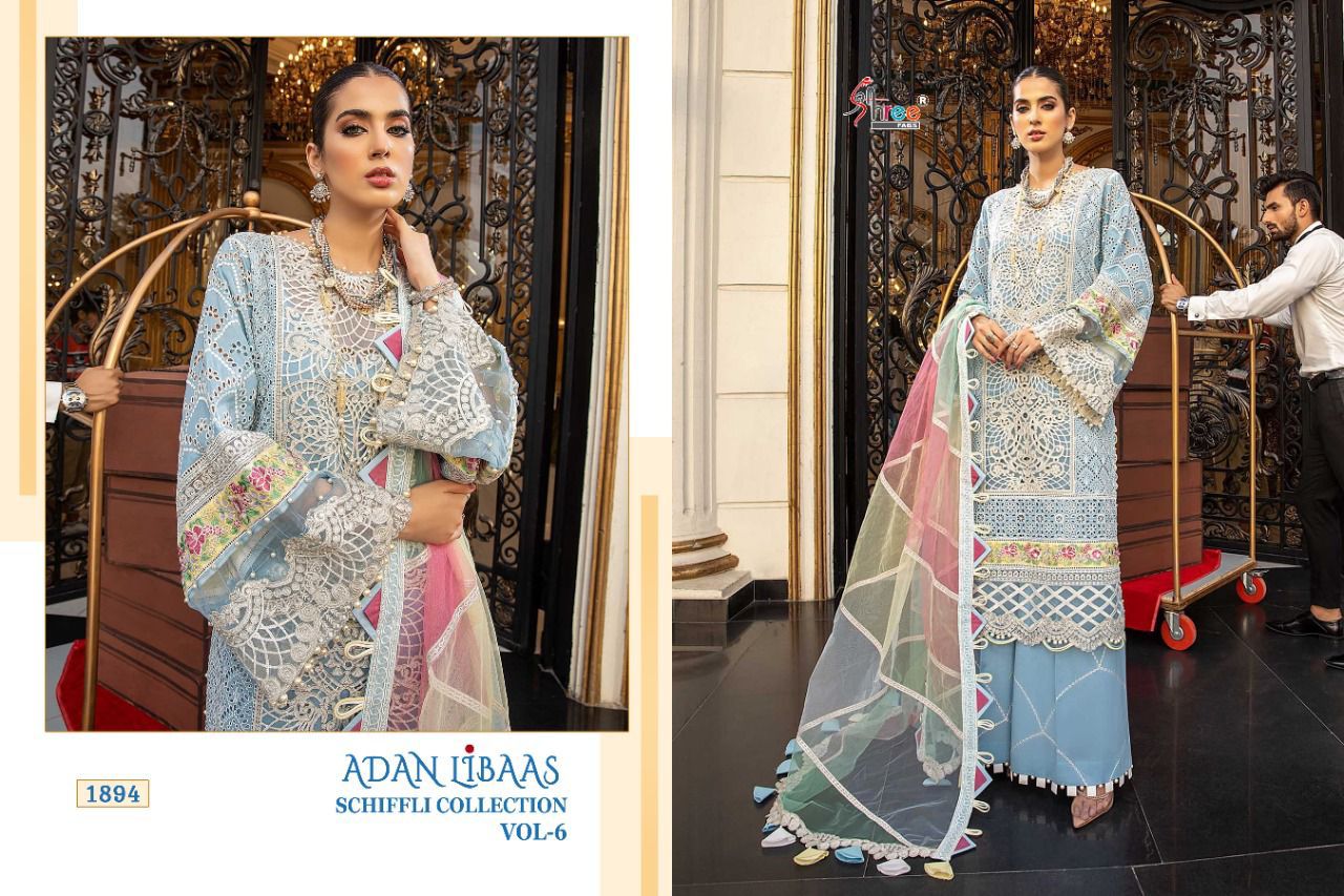 Shree Fabs Adan Libaas Schiffli Collection Vol 6 Pure Lawn Cotton Pakistani Salwar Kameez