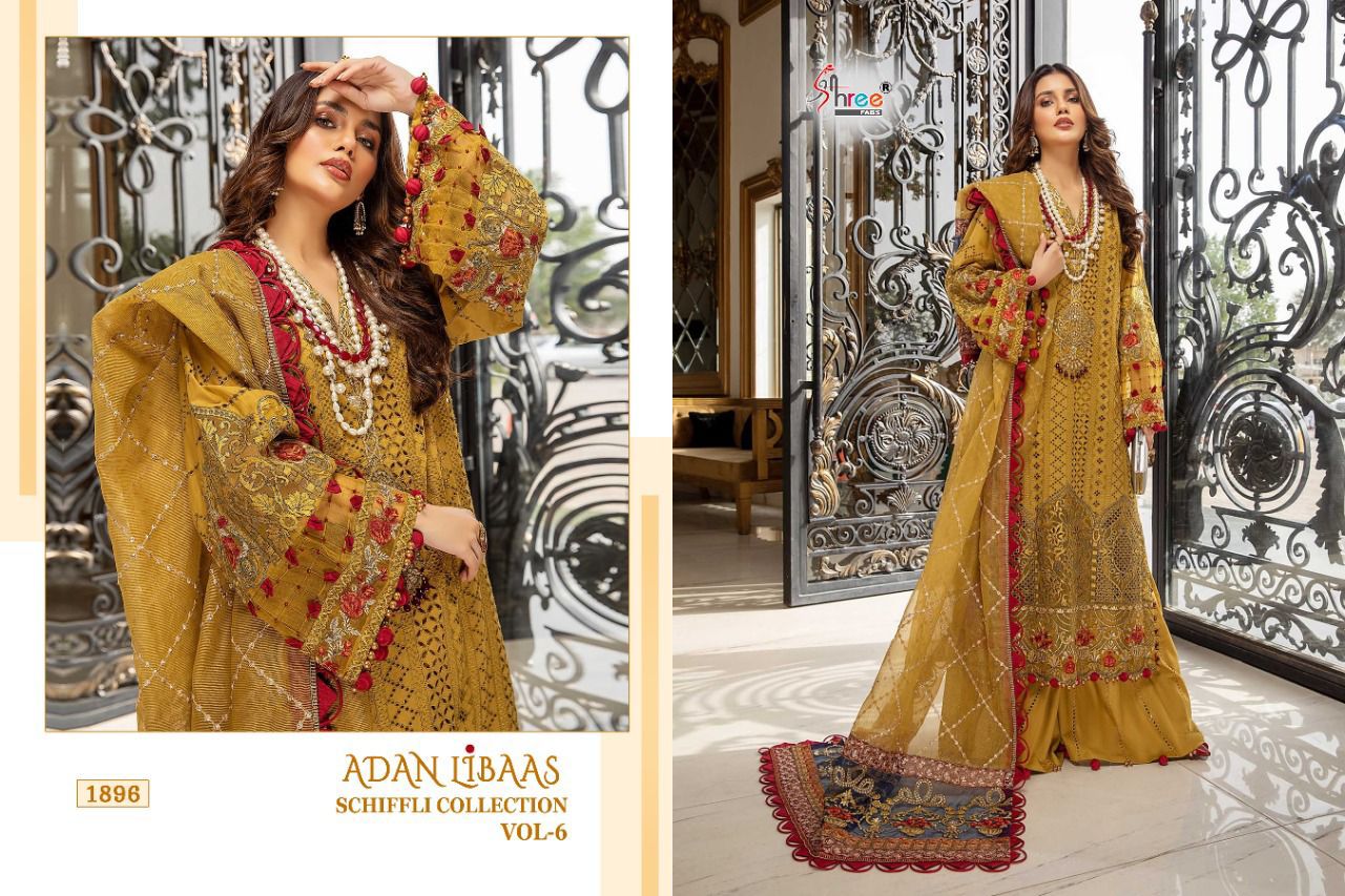 Shree Fabs Adan Libaas Schiffli Collection Vol 6 Pure Lawn Cotton Pakistani Salwar Kameez