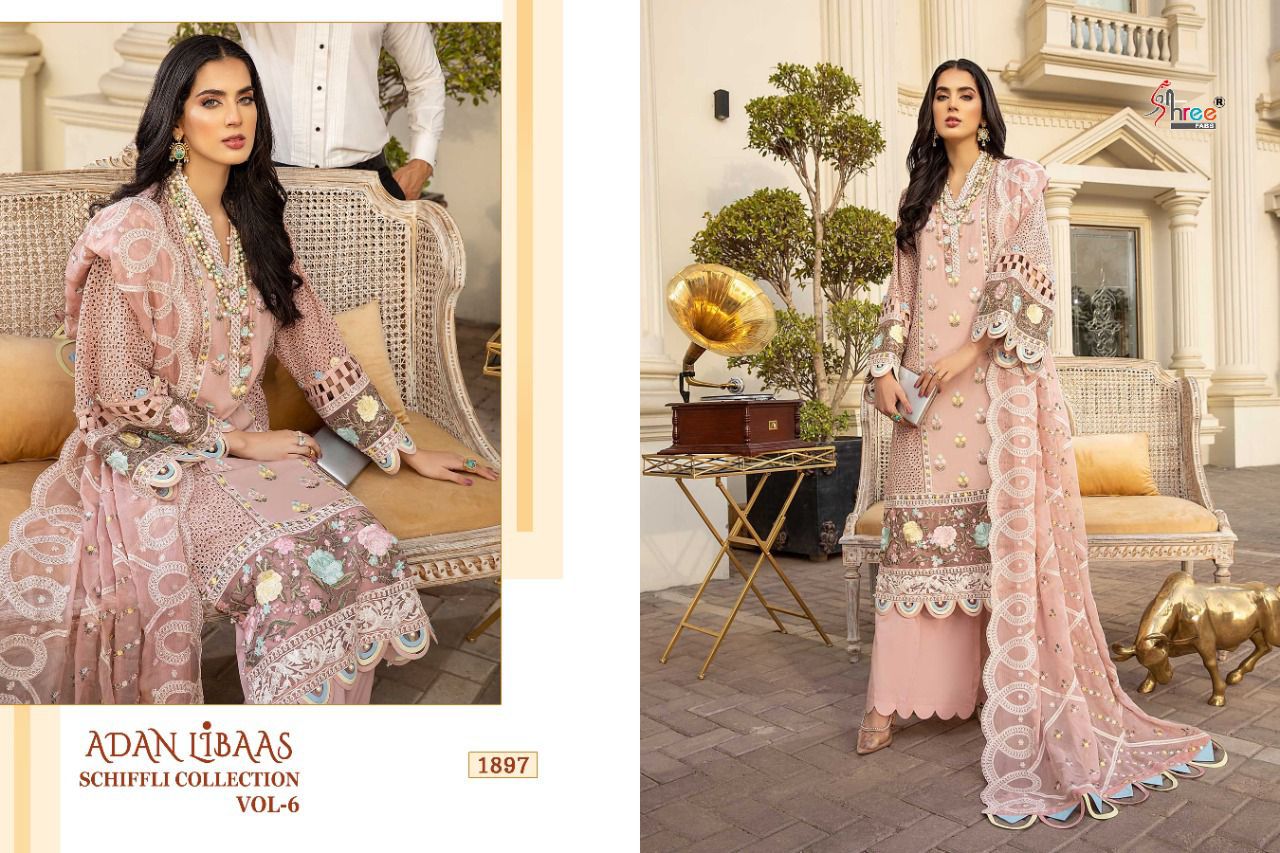 Shree Fabs Adan Libaas Schiffli Collection Vol 6 Pure Lawn Cotton Pakistani Salwar Kameez