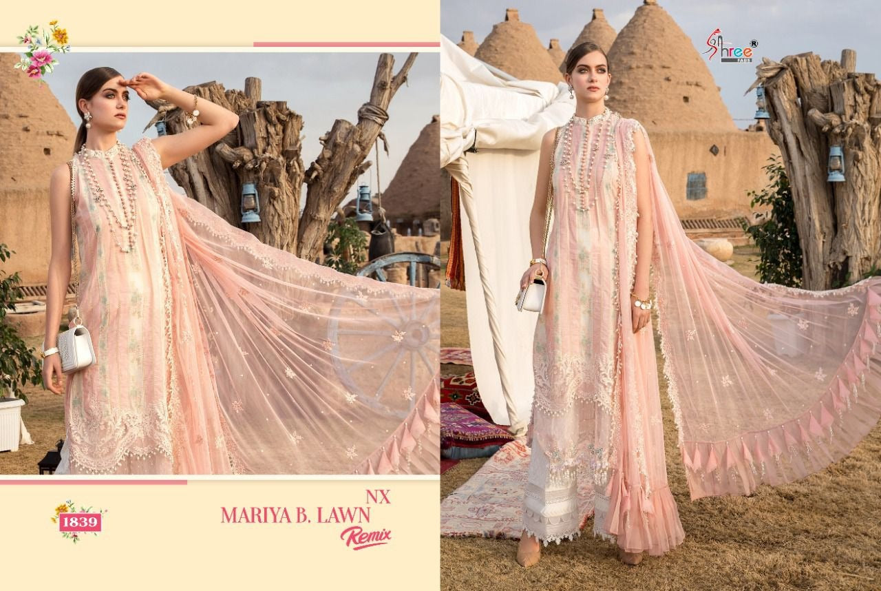 Shree Fabs Maria B Lawn Remix Nx Lawn Cotton Pakistani Style Party Wear Salwar Suits