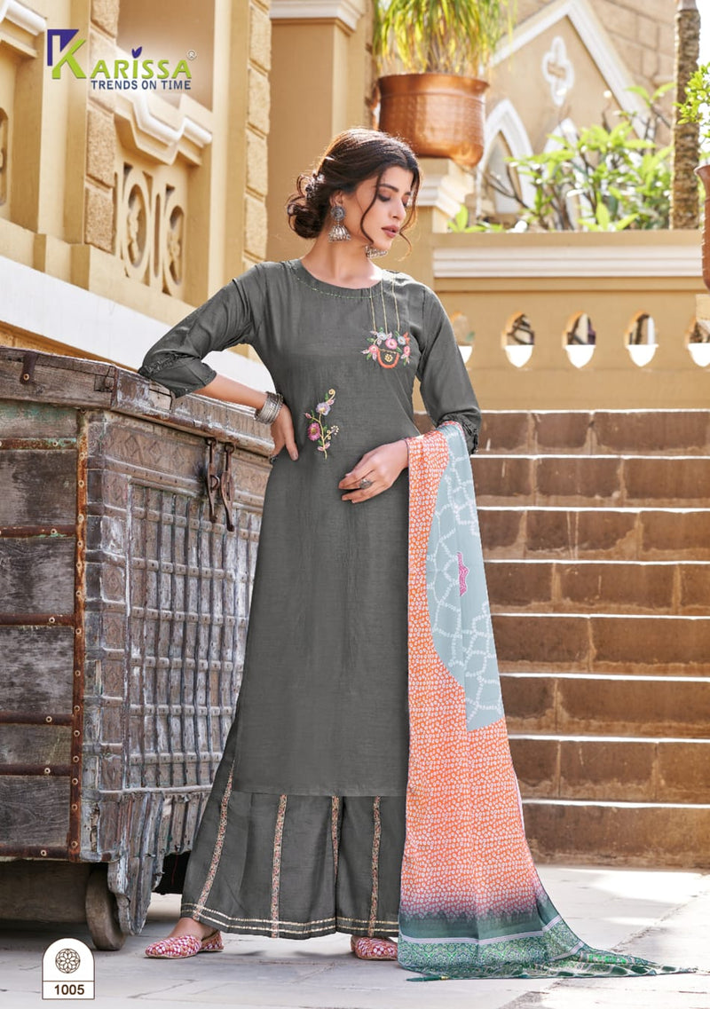 Karissa Fashion Shrivalli Dola Silk Fancy Stylish Festive Wear Kurtis With Sharara Bottom & Dupatta