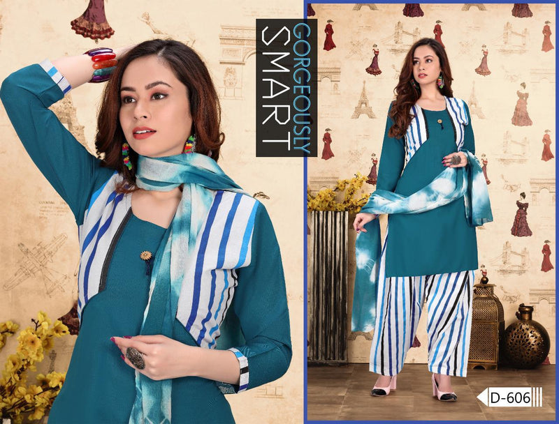 Beauty Queen Shrug Vol 1 Rayon Patiyala Style Fancy Party Wear Kurtis With Bottom & Dupatta