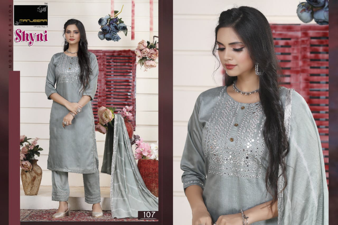 Manjeera Fashion Shyni Chanderi Silk With Beautiful Work Stylish Designer Casual Look Kurti