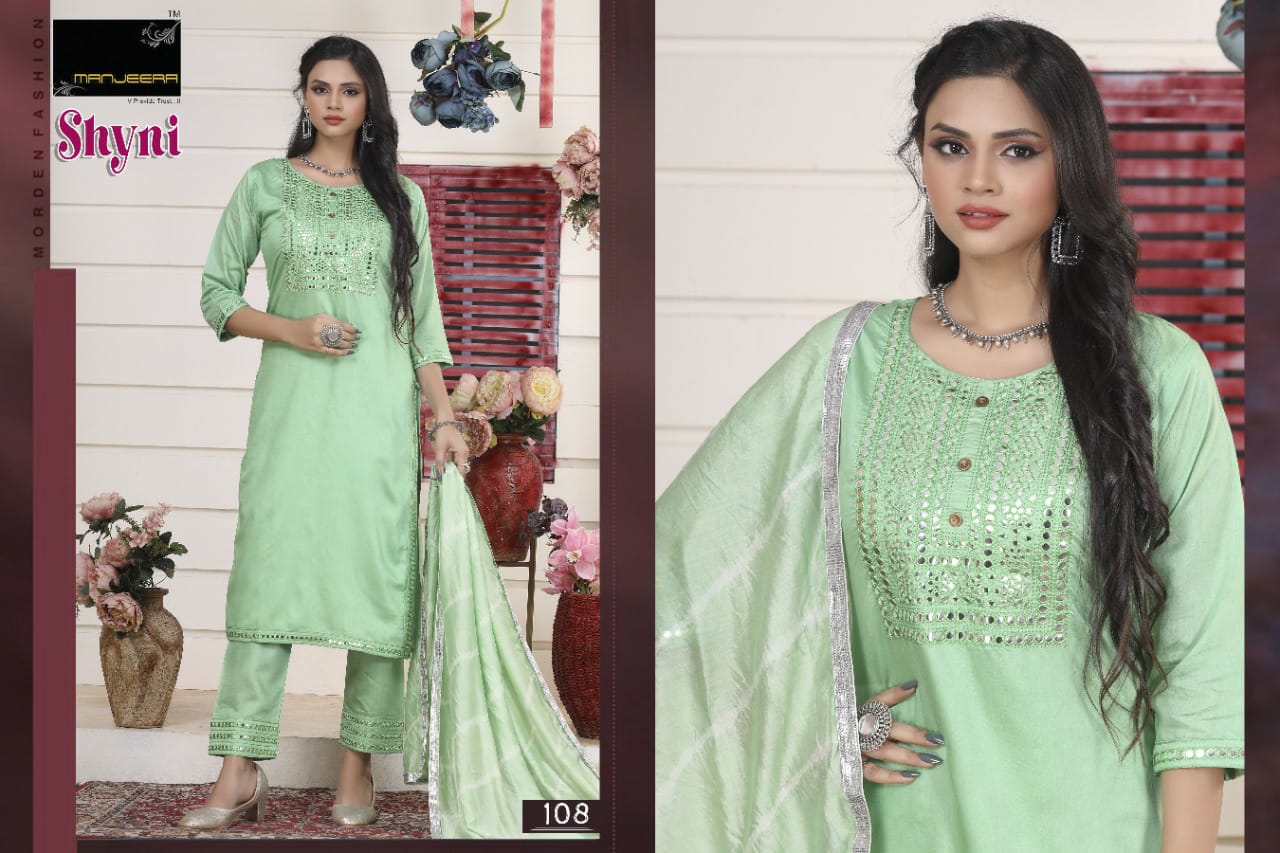 Manjeera Fashion Shyni Chanderi Silk With Beautiful Work Stylish Designer Casual Look Kurti