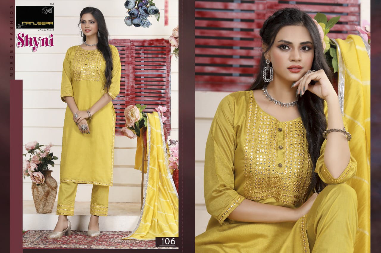 Manjeera Fashion Shyni Chanderi Silk With Beautiful Work Stylish Designer Casual Look Kurti