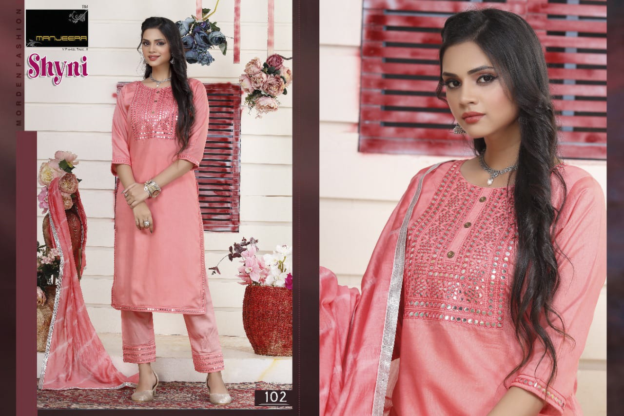 Manjeera Fashion Shyni Chanderi Silk With Beautiful Work Stylish Designer Casual Look Kurti