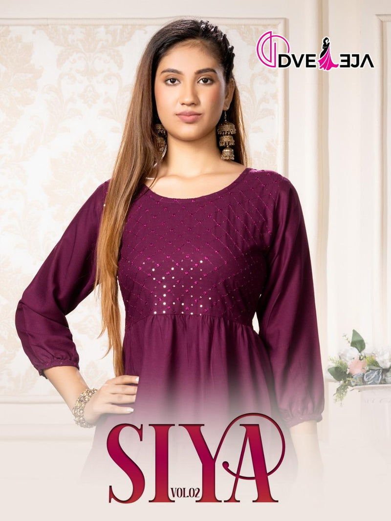 Dveeja Siya Vol 2 Rayon Fancy Sequence Work Party Wear Kurtis