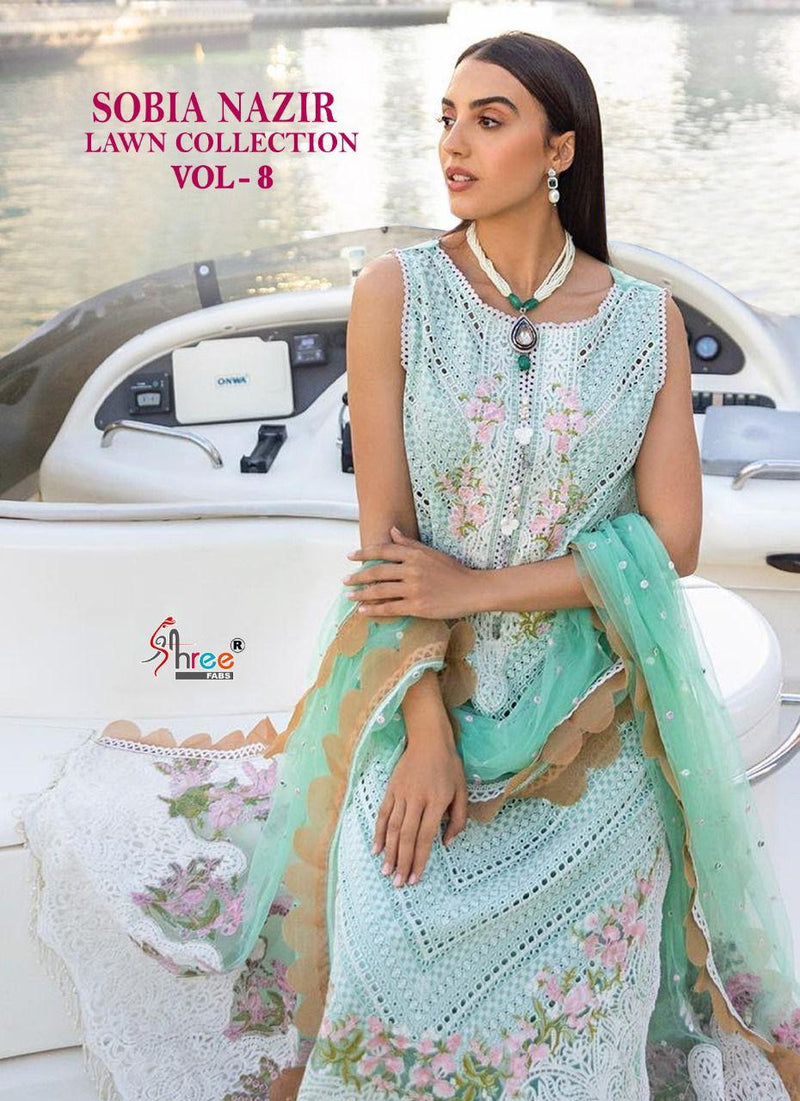 Shree Fabs Sobia Nazir Pure Cotton With Heavy Embroidery Work Stylish Designer Pakistani Party Wear Salwar Kameez