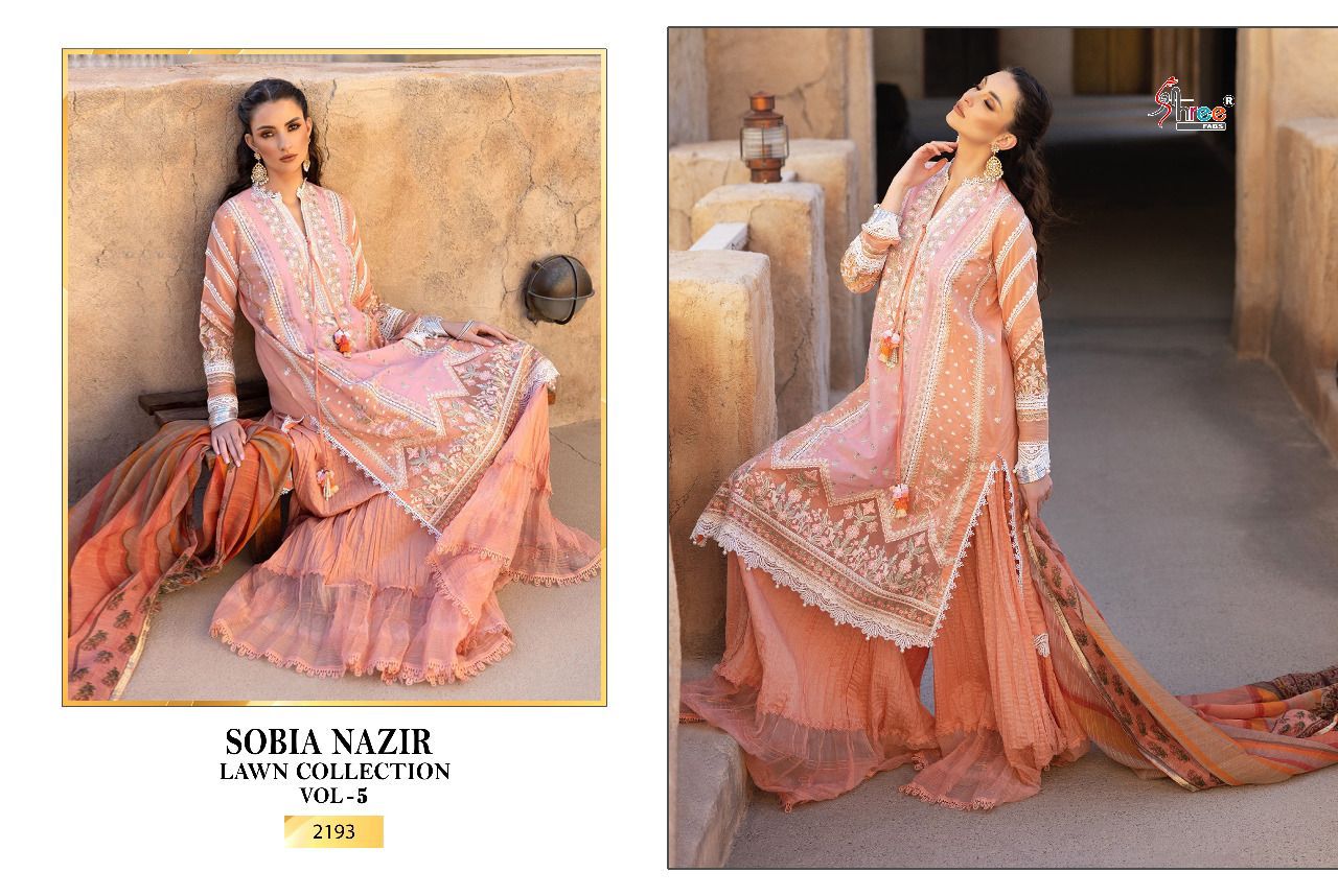 Shree Fabs Sobiya Nazir Lawn Collection Vol 5 Cotton Pakistani Style Party Wear Salwar Suits