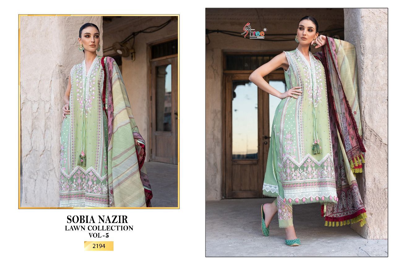 Shree Fabs Sobiya Nazir Lawn Collection Vol 5 Cotton Pakistani Style Party Wear Salwar Suits