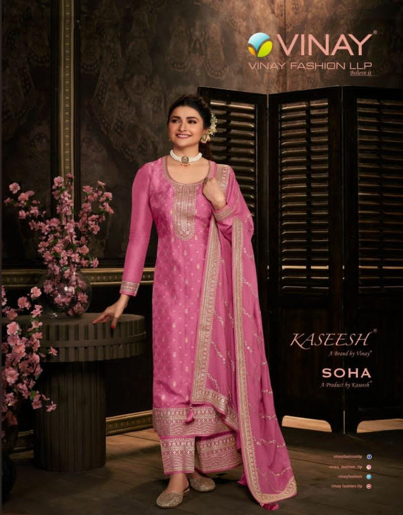 Vinay Fashion Soha Dola Jacquard With Heavy Embroidery Work Stylish Designer Festive Wear Salwar Kameez