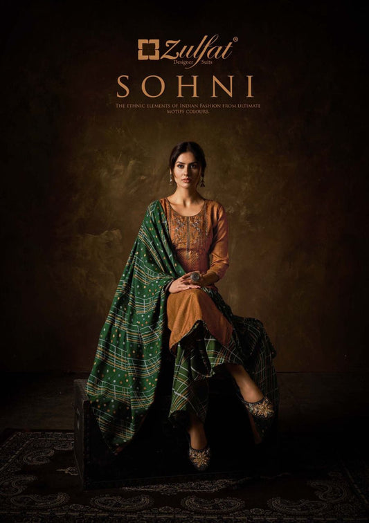 Zulfat Sohni Pashmina With Beautiful Embroidery Work Stylish Designer Fancy Salwar Kameez