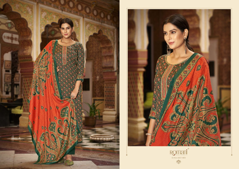 Romani Soneri Pashmina Fancy Printed With Heavy Embroidery Work Stylish Designer Festive Wear Salwar Kameez