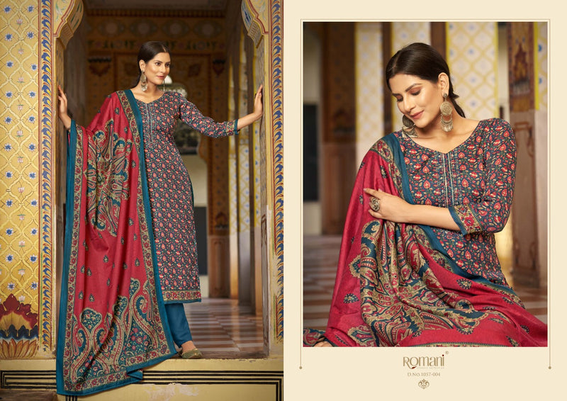 Romani Soneri Pashmina Fancy Printed With Heavy Embroidery Work Stylish Designer Festive Wear Salwar Kameez