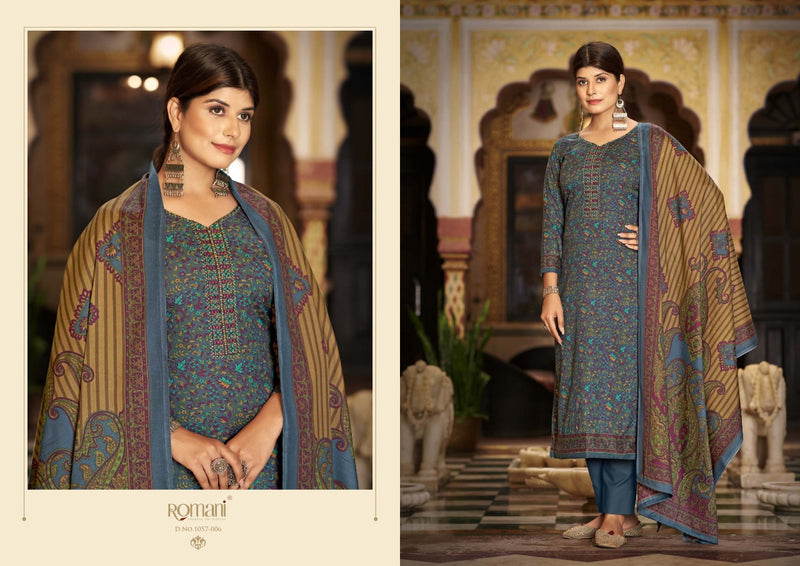 Romani Soneri Pashmina Fancy Printed With Heavy Embroidery Work Stylish Designer Festive Wear Salwar Kameez