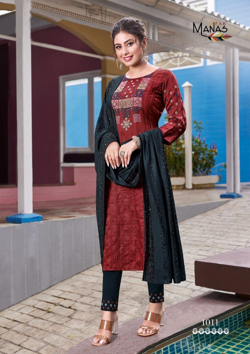 Manas Fab Sparkle Vol 2 Chinon With Heavy Embroidery Work Stylish Designer Casual Wear Kurti