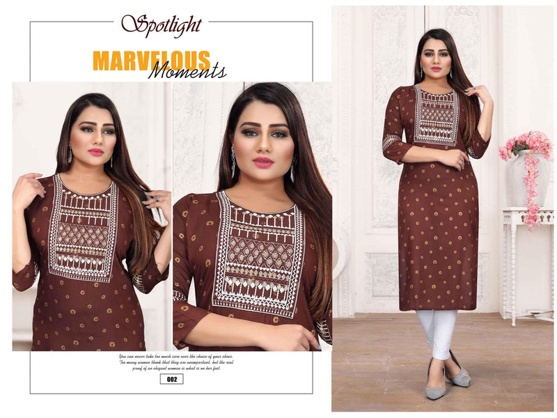 Golden Spotlight Rayon Fancy Daily Wear Kurtis