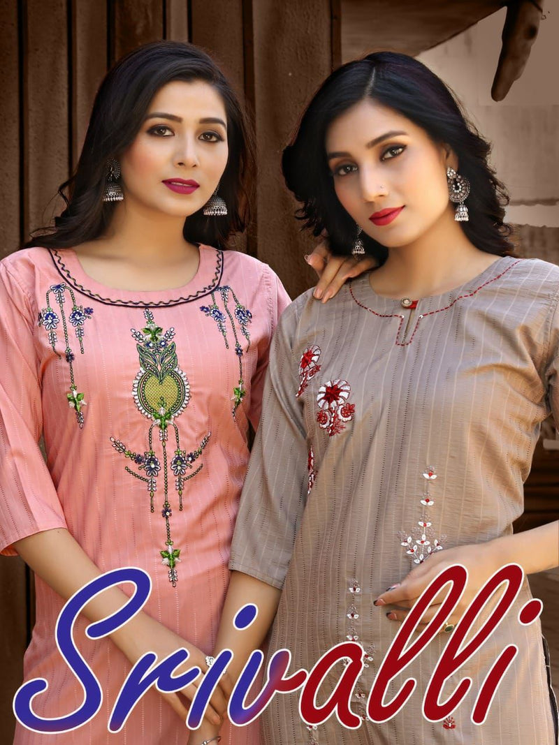 Beauty Queen Shrivalli With Heavy Embroidery work Stylish Designer Festive Wear Kurti