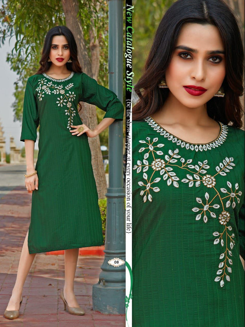 Beauty Queen Shrivalli With Heavy Embroidery work Stylish Designer Festive Wear Kurti