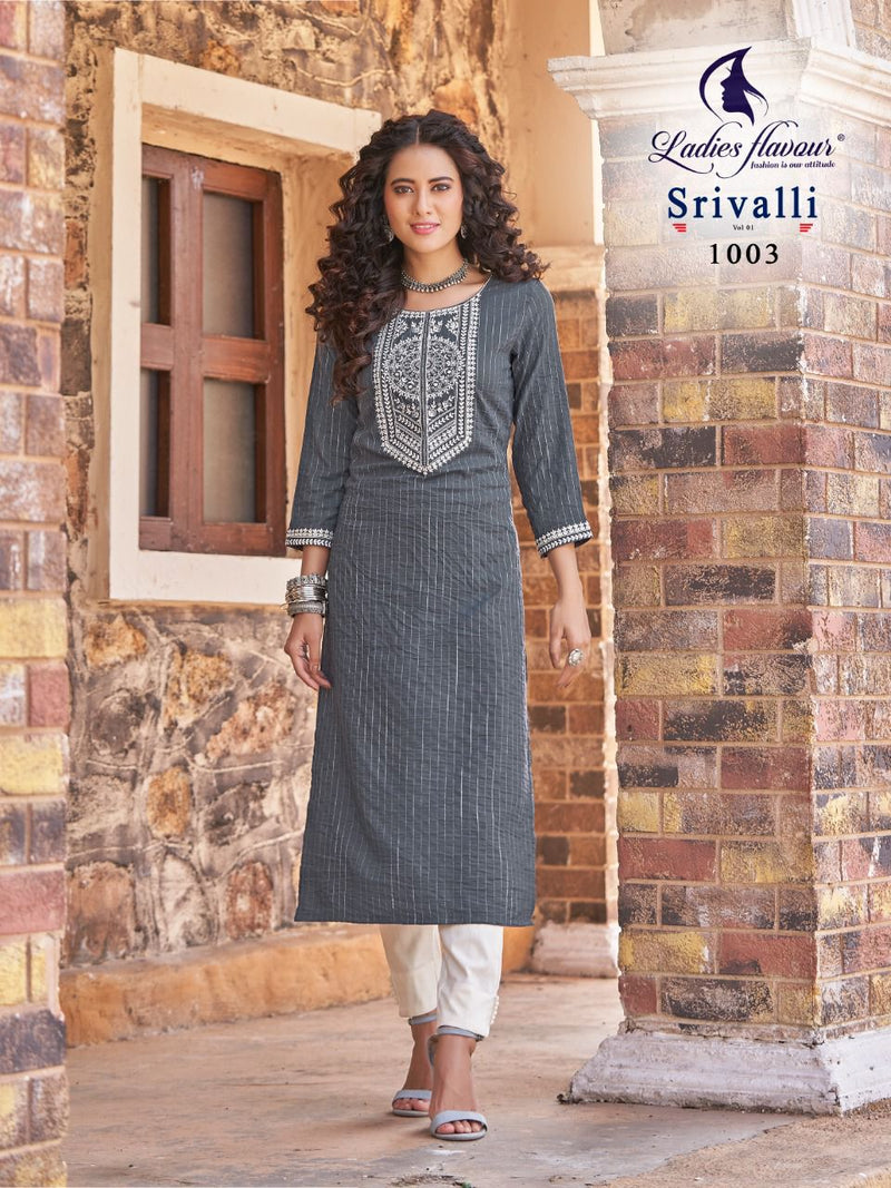 Ladies Flavour Srivalli Rayon Viscose Fancy Stylish Party Wear Kurtis