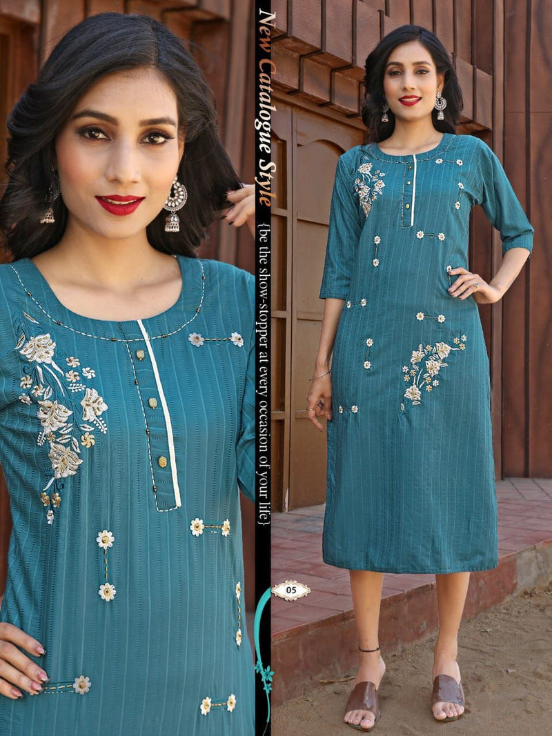 Beauty Queen Shrivalli With Heavy Embroidery work Stylish Designer Festive Wear Kurti