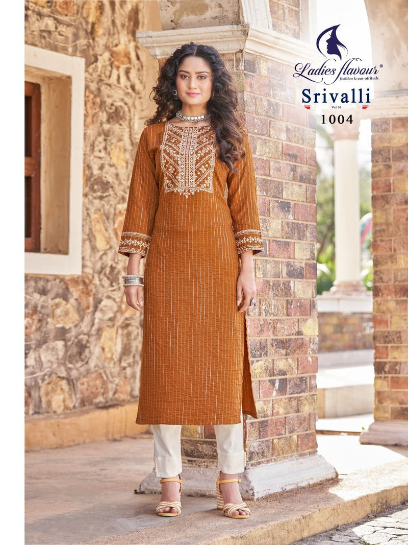 Ladies Flavour Srivalli Rayon Viscose Fancy Stylish Party Wear Kurtis