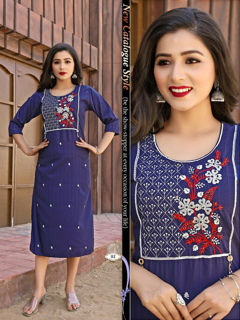 Beauty Queen Shrivalli With Heavy Embroidery work Stylish Designer Festive Wear Kurti