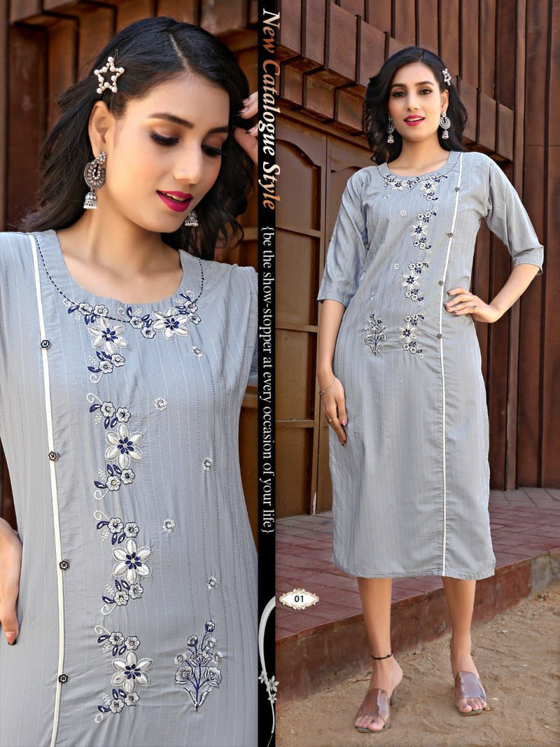 Beauty Queen Shrivalli With Heavy Embroidery work Stylish Designer Festive Wear Kurti