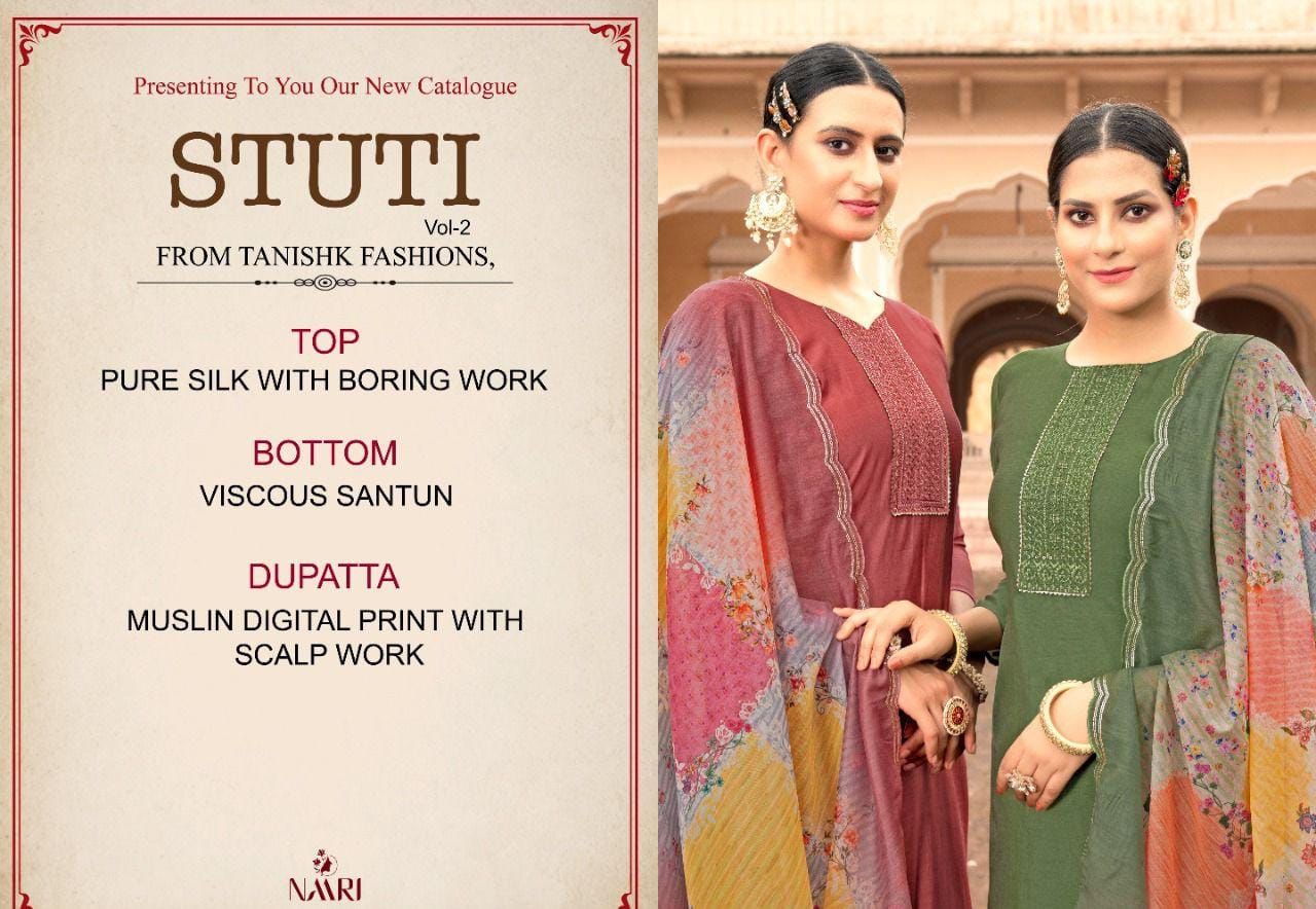 Naari Stuti Vol 2 Pure Silk With Heavy Embroidery Work Stylish Designer Casual Wear Fancy Salwar Kameez