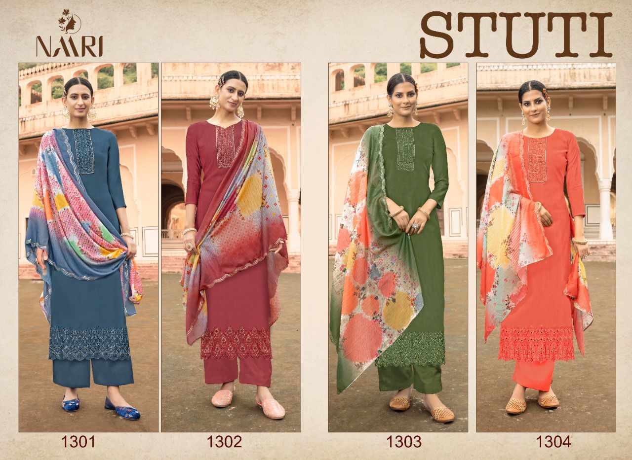 Naari Stuti Vol 2 Pure Silk With Heavy Embroidery Work Stylish Designer Casual Wear Fancy Salwar Kameez