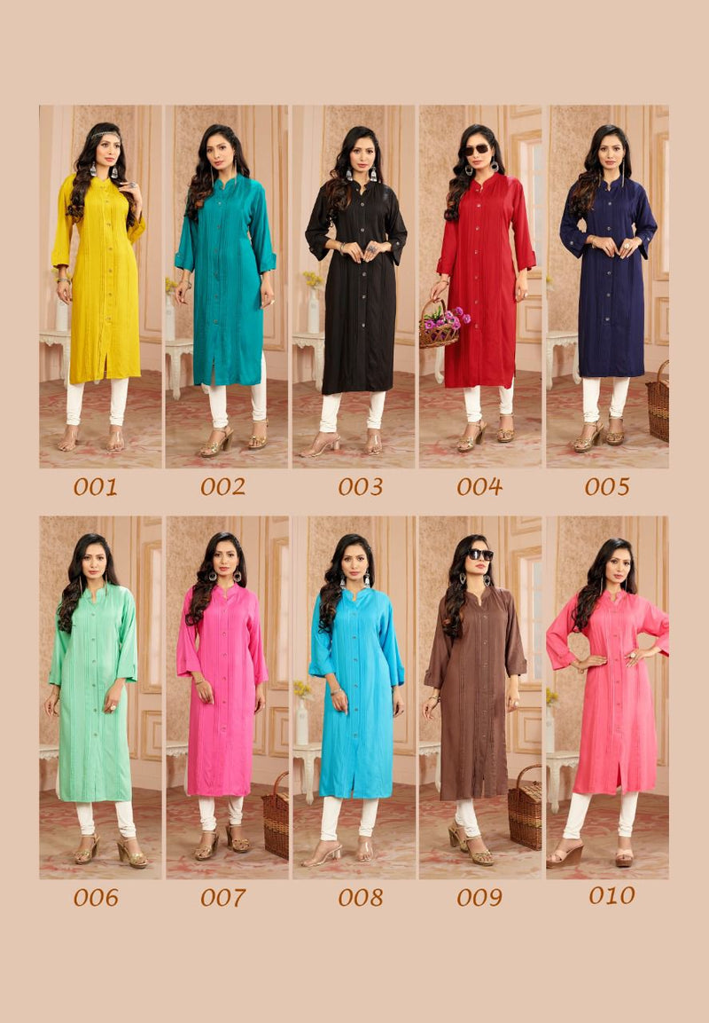 Master Style Rayon With Fancy Work Stylish Designer Casual Wear Attractive Look Kurti